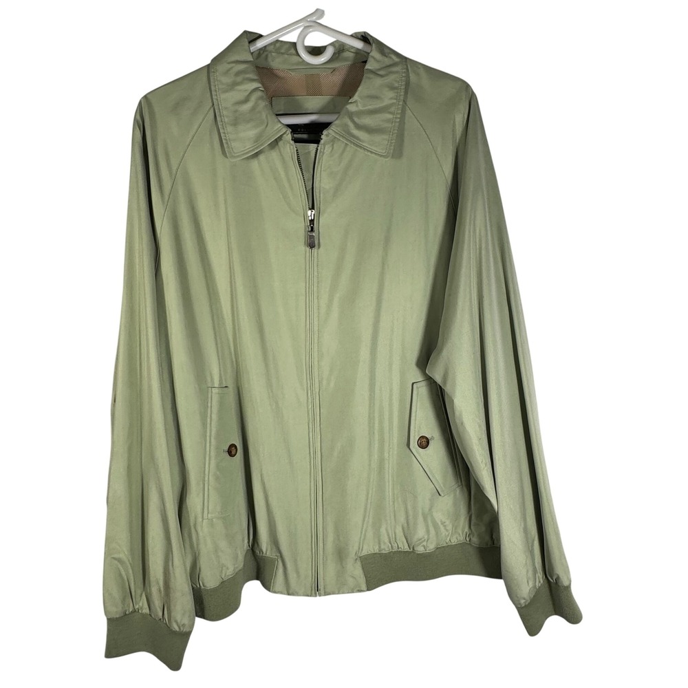 Bobby Jones Collection‎ Water Resistant Silk Jacket Green Full Zip Men's L NWOT